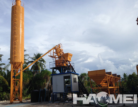New Delivery to Male of HaoMei HZS35 Stationary Concrete Batching Plant