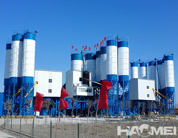 stationary concrete mixing plant