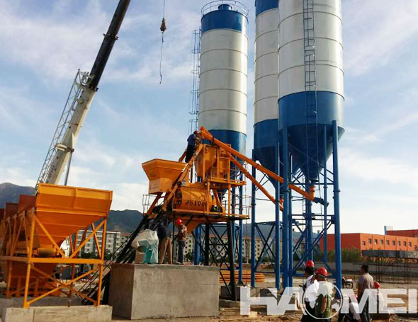 concrete batching plant with mixer